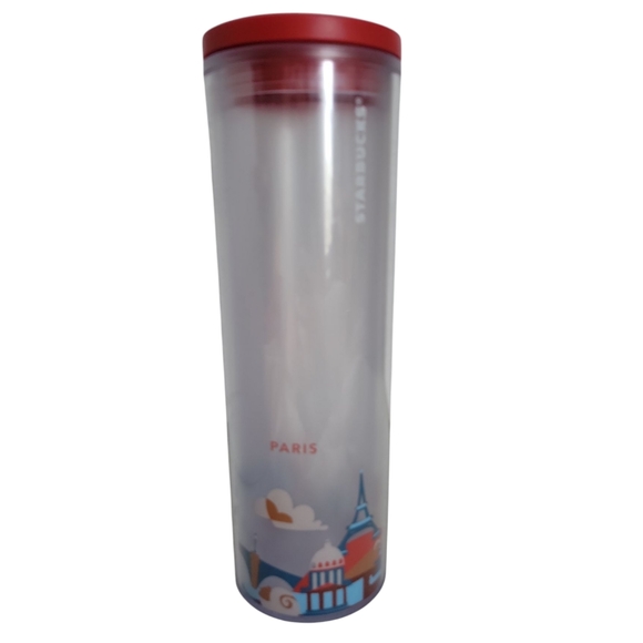 Starbucks Paris France Travel Tumbler Mug Cup 16 Oz Grande Red Hot Cold Coffee - Picture 1 of 13